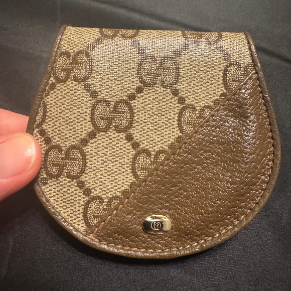 Gucci Vintage Supreme GG Brown Leather PVC Monogram Coin Wallet with COA - Picture 1 of 15